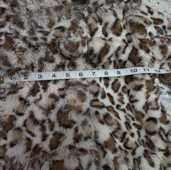Coat - Little Girls Leopard Print Pompom Coat - Picture 7 of 9